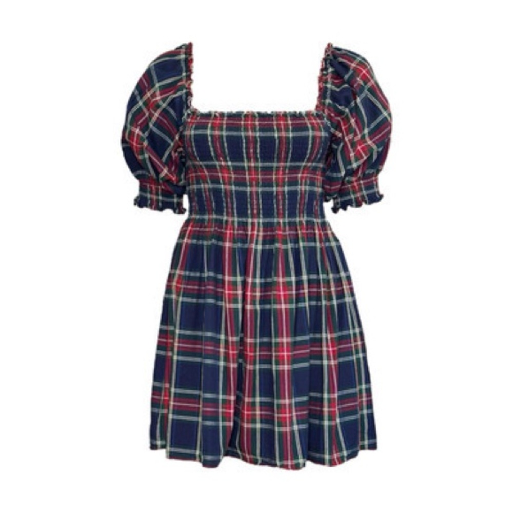 Hill House Tartan Athena Puff Sleeve Mini Dress